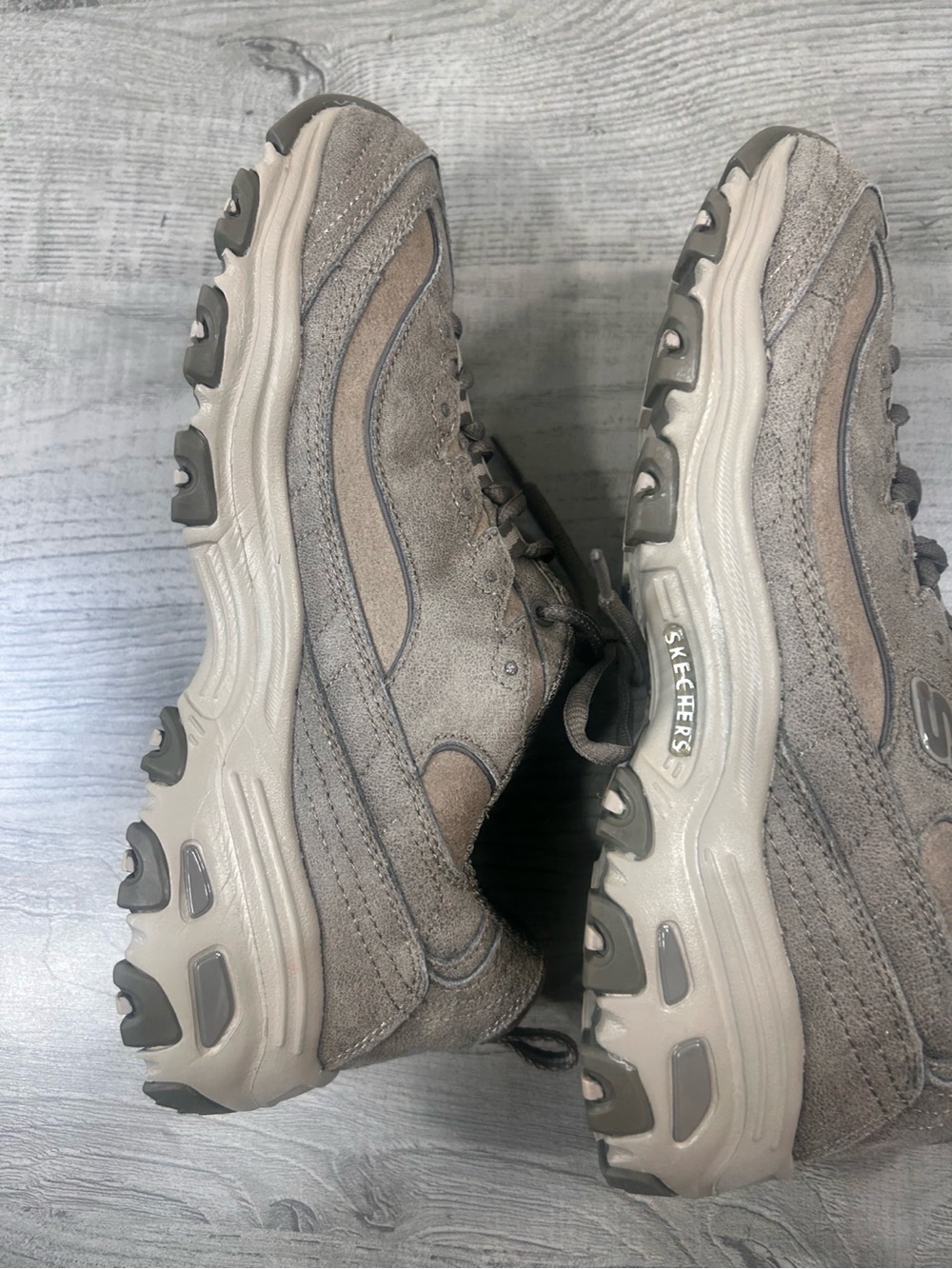 Skechers Taupe Brown Suede Mesh Lace-Up Walking Sneakers Women’s Size 10 - Picture 8 of 13
